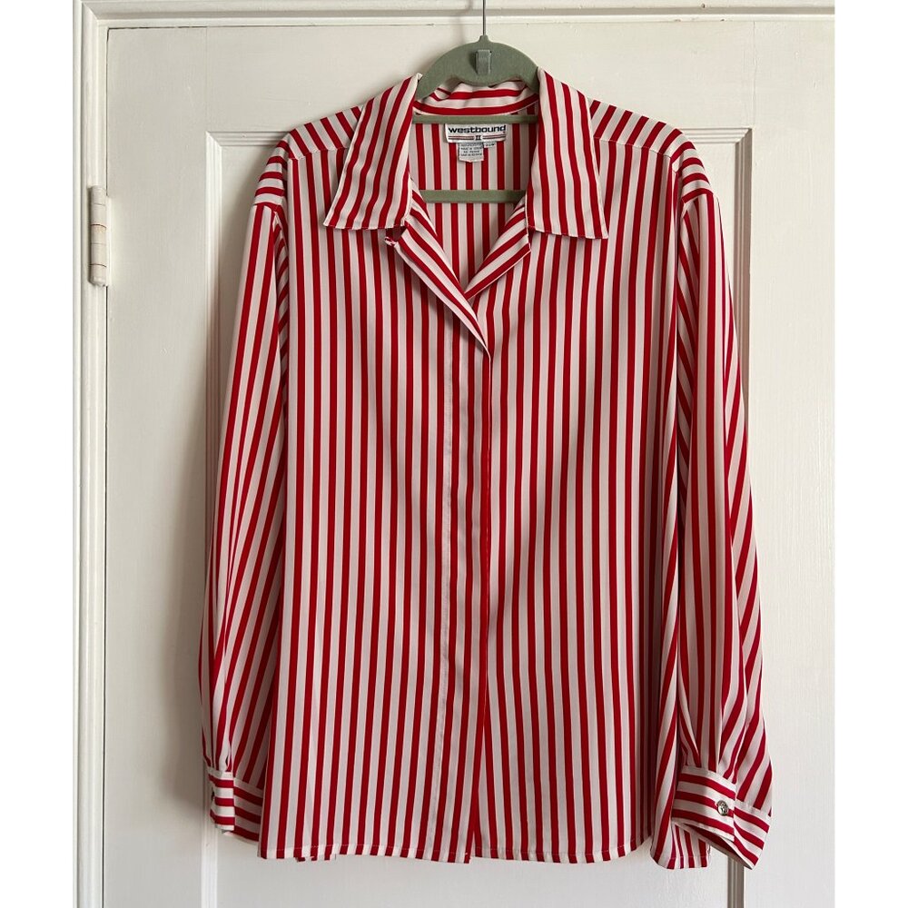 Vintage 1980's Striped Red Blouse